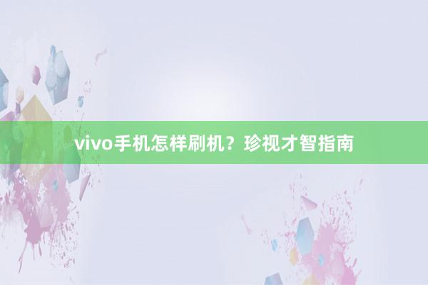 vivo手机怎样刷机？珍视才智指南